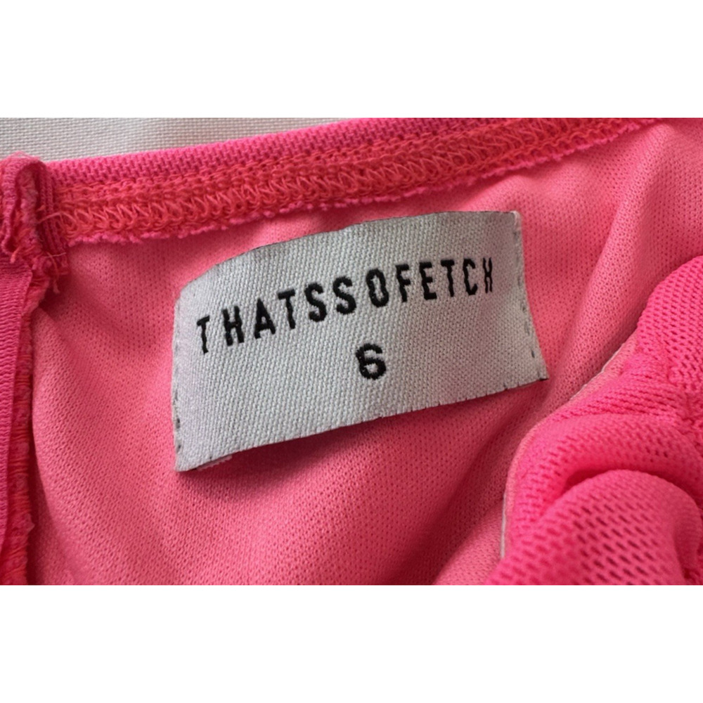 ThatsSoFetch Tomin Mini Dress Women's 6 Neon Hot Pink Ruched Bodycon Y2K - Picture 3 of 10